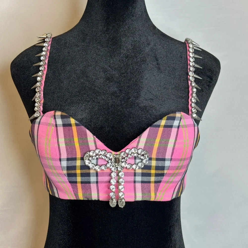 AREA Crystal Trim Bra Top - Picture 2 of 6